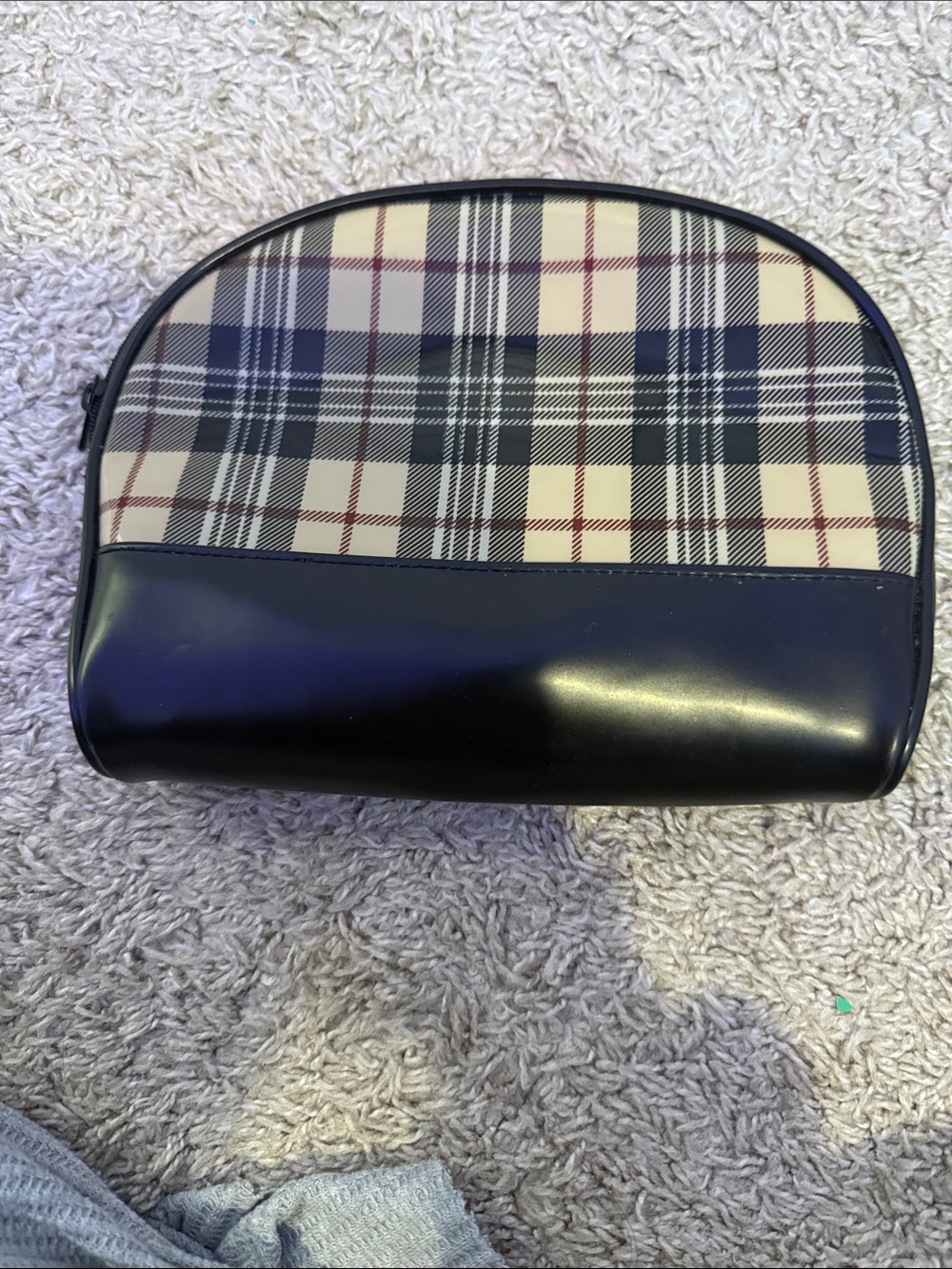 Plaid Cosmetic Pouch with Black Trim